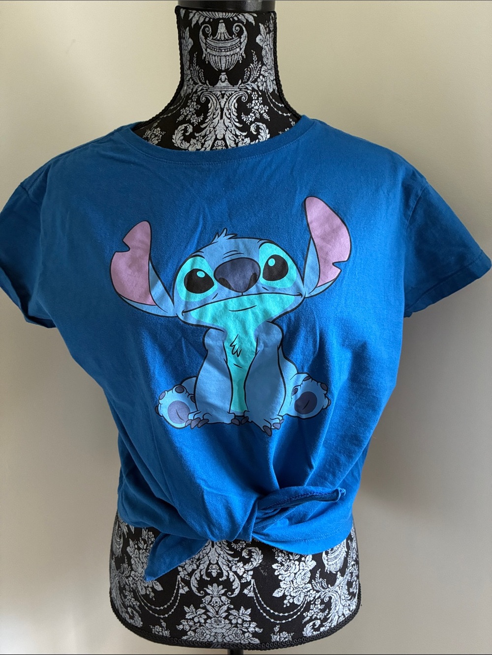 Blue Stitch Graphic Tee - Cute Cartoon Short Sleeve Top